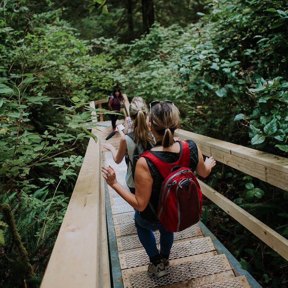 Hiking the Kiixin National Historic Site on a guided hiking tour with Long Beach Nature Tours